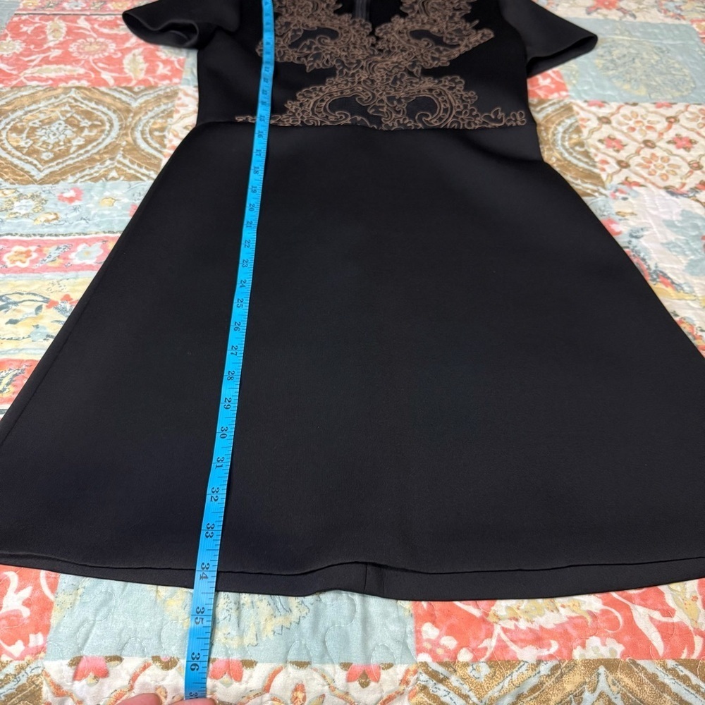 Sandro Black Dress with Embroidery R4937H-20 size Small Preppy Quiet Luxury - Picture 11 of 16